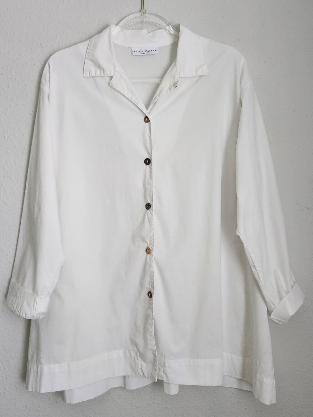 BRYN WALKER Mirren Crisp White Button Down Tunic Shirt S